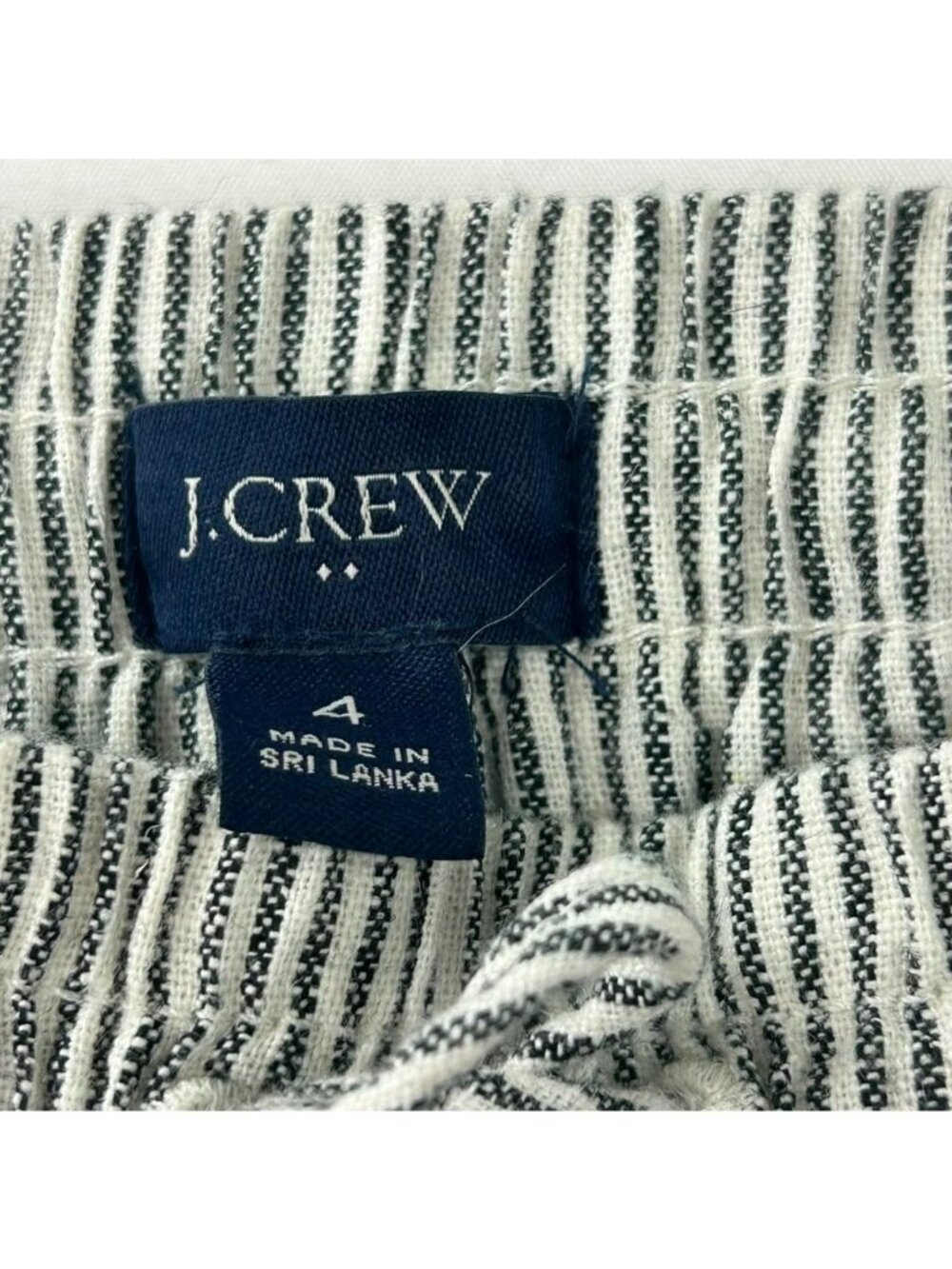 J.Crew Factory Pants Womens Size 4 Gray/White Striped Linen Blend Drawstring NWT - Picture 4 of 16